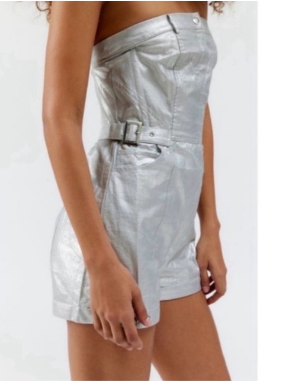 Urban Outfitters Strapless Silver Shorts Romper